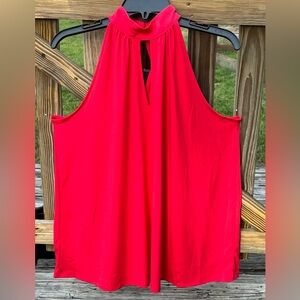 The Limited XL Red Halter Neck Sleeveless Keyhole Front/Back Button Closure Top